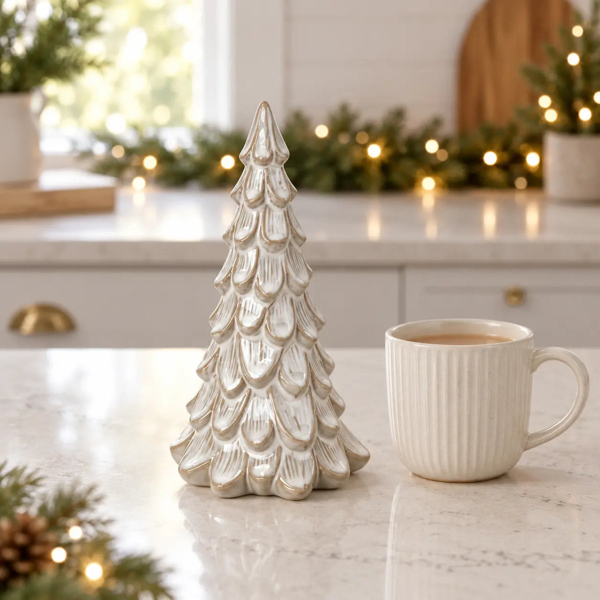 Satchville medium glazed ceramic Christmas tree ornament with textured detail