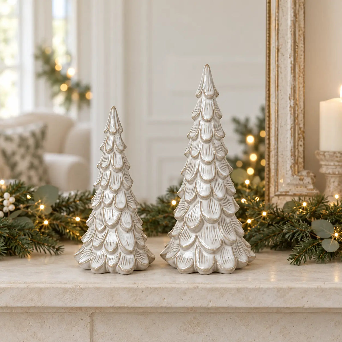 Satchville medium glazed ceramic Christmas tree ornament with textured detail