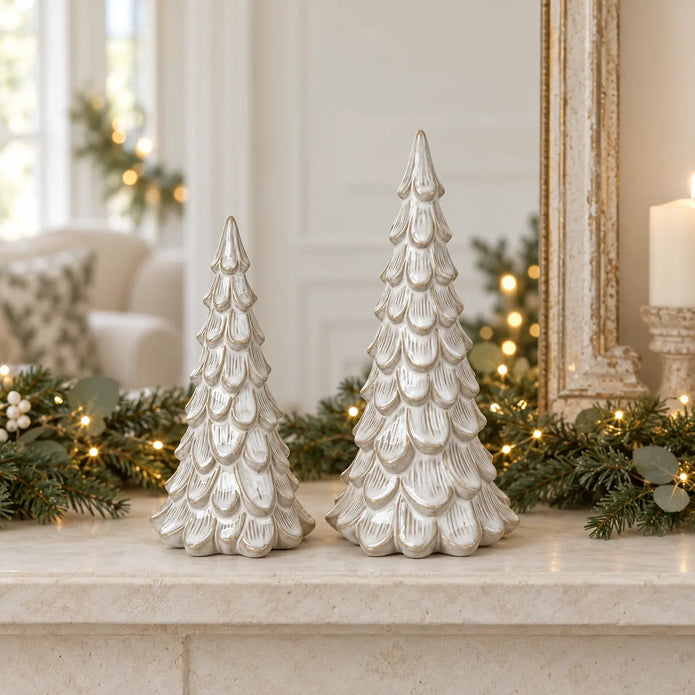 Satchville medium glazed ceramic Christmas tree ornament with textured detail