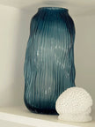 Textured Ridged Dark Blue Glass Vase - VasesVases - Lulu Loves Home