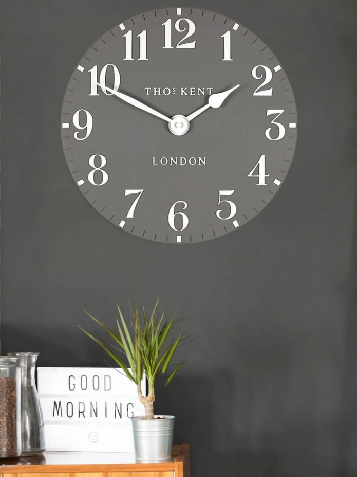 Thomas Kent 12” Arabic Wall Clock Dolphin Grey - PRE ORDER FOUR WEEK DELIVERY - ClocksClocks - Lulu Loves Home