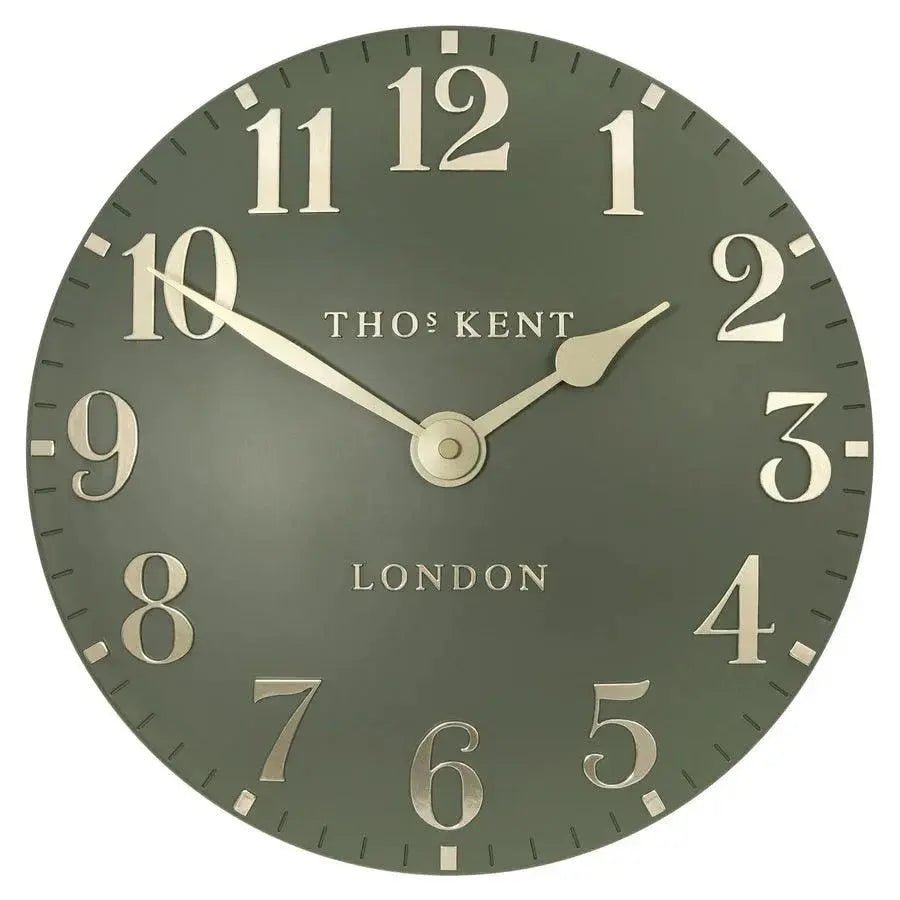 Thomas Kent 12” Arabic Wall Clock Lichen Green - PRE ORDER FOUR WEEK DELIVERY - ClocksClocks - Lulu Loves Home