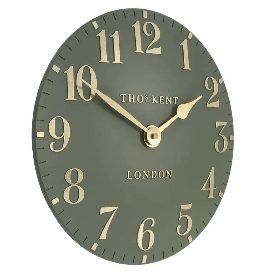 Thomas Kent 12” Arabic Wall Clock Lichen Green - PRE ORDER FOUR WEEK DELIVERY - ClocksClocks - Lulu Loves Home