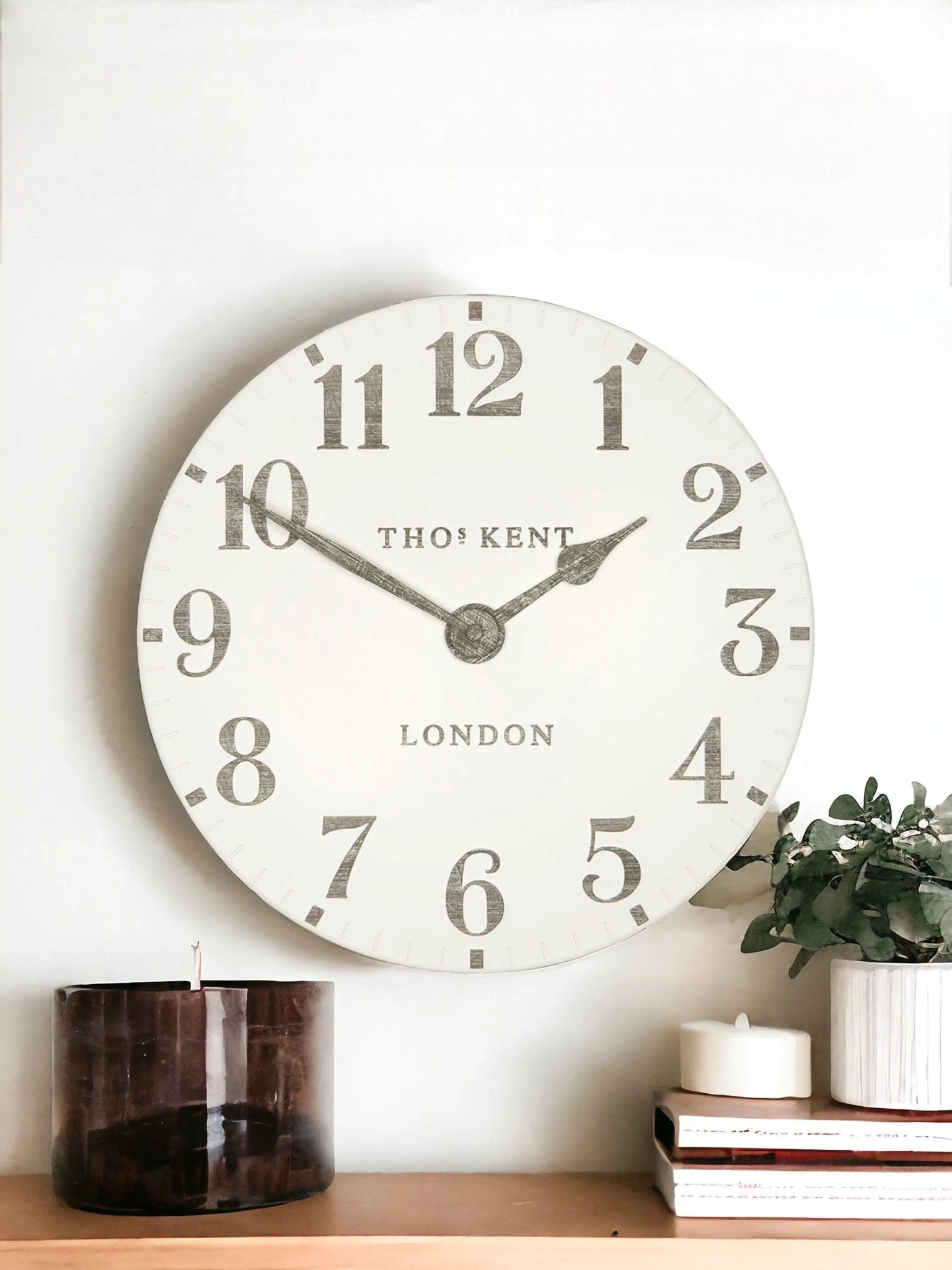 Thomas Kent 12” Arabic Wall Clock Limestone White - ClocksClocks - Lulu Loves Home