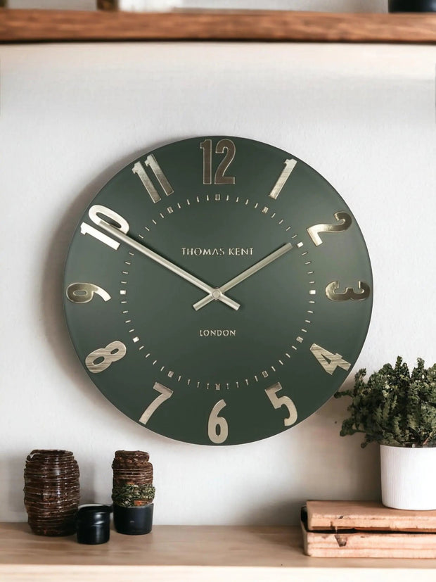 Thomas Kent 12” Mulberry Wall Clock Olive Green - PRE ORDER FOUR WEEK DELIVERY - ClocksClocks - Lulu Loves Home
