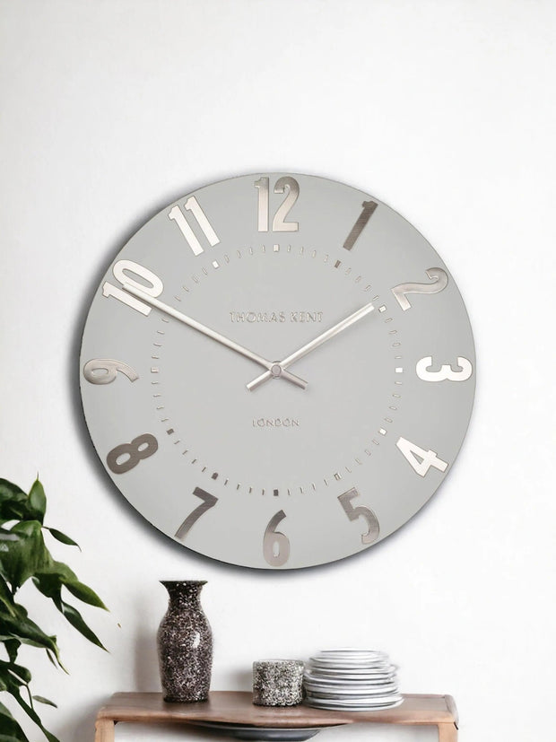 Thomas Kent 12” Mulberry Wall Clock Silver Cloud - ClocksClocks - Lulu Loves Home