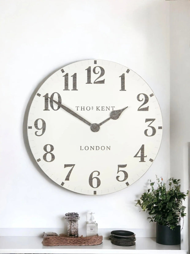 Thomas Kent 20” Arabic Wall Clock Limestone White - PRE ORDER FOUR WEEK DELIVERY - ClocksClocks - Lulu Loves Home