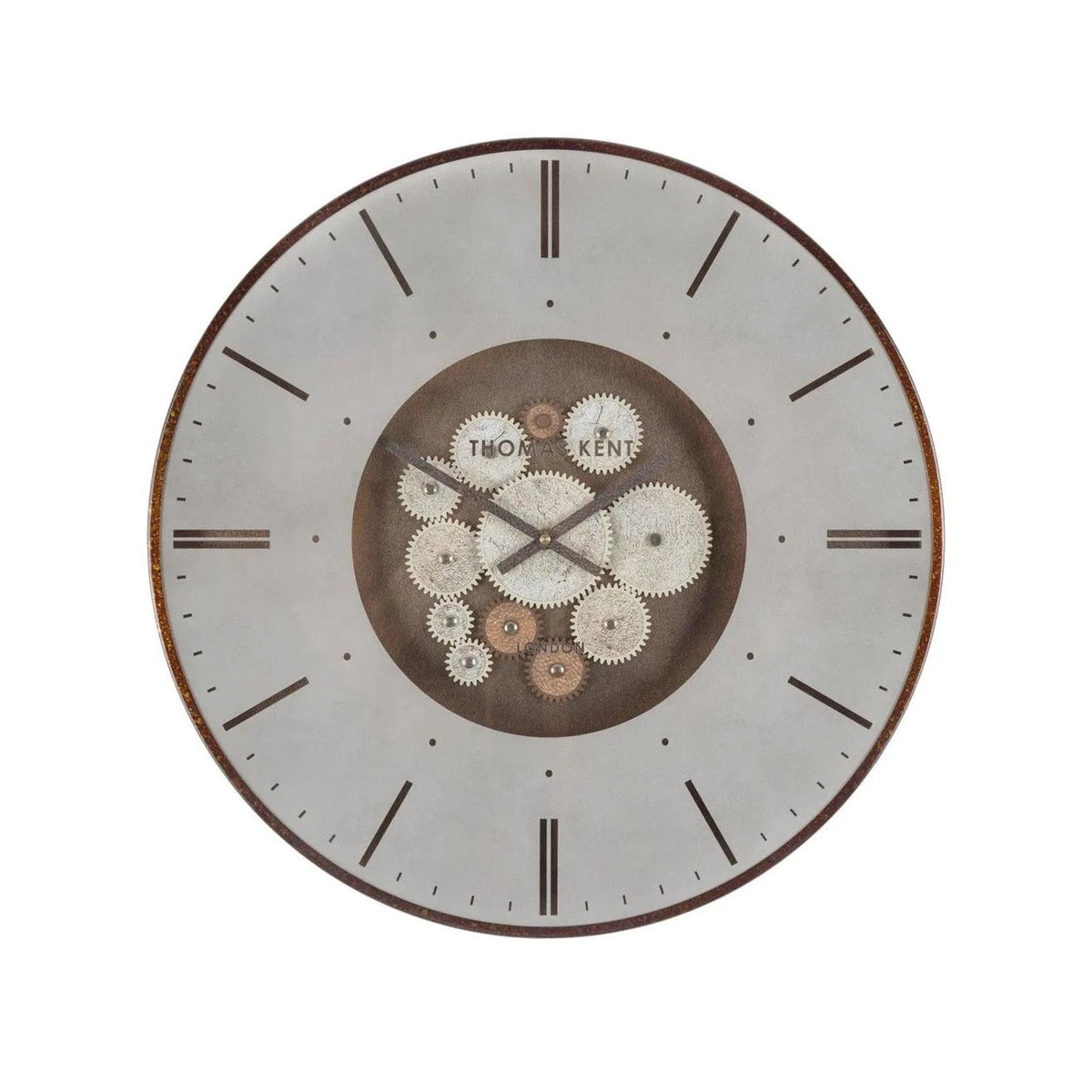 Thomas Kent 21-inch Clocksmith Wall Clock with bronze cog design by Gallery Direct, showcasing a vintage-inspired clock face.