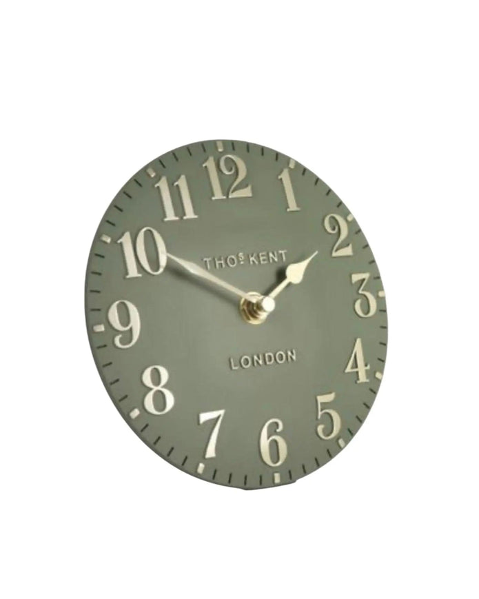 Thomas Kent 6" Arabic Mantle Clock Lichen Green - ClocksClocks - Lulu Loves Home