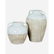 Thorne white and beige amphora rustic vase from Hill Interiors, featuring a classic ceramic design with a textured finish.