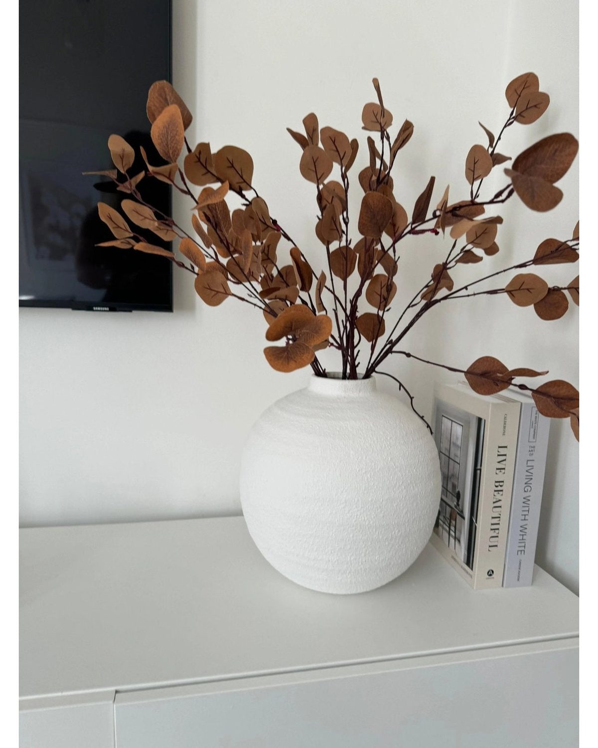 Tiber Matt White Stone Vase - VasesVases - Lulu Loves Home