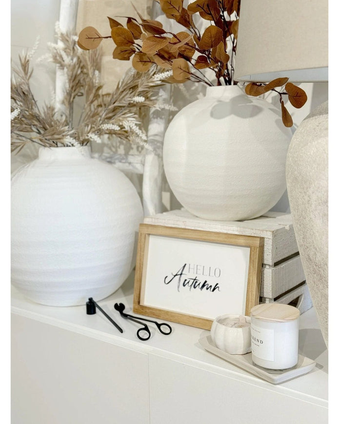 Tiber Matt White Stone Vase - VasesVases - Lulu Loves Home