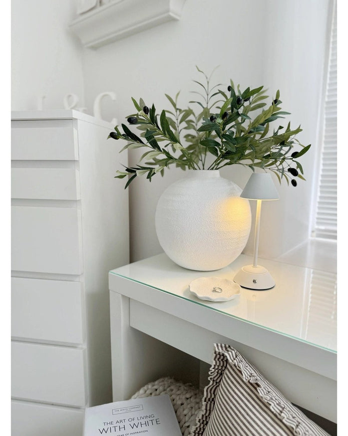 Tiber Matt White Stone Vase - VasesVases - Lulu Loves Home