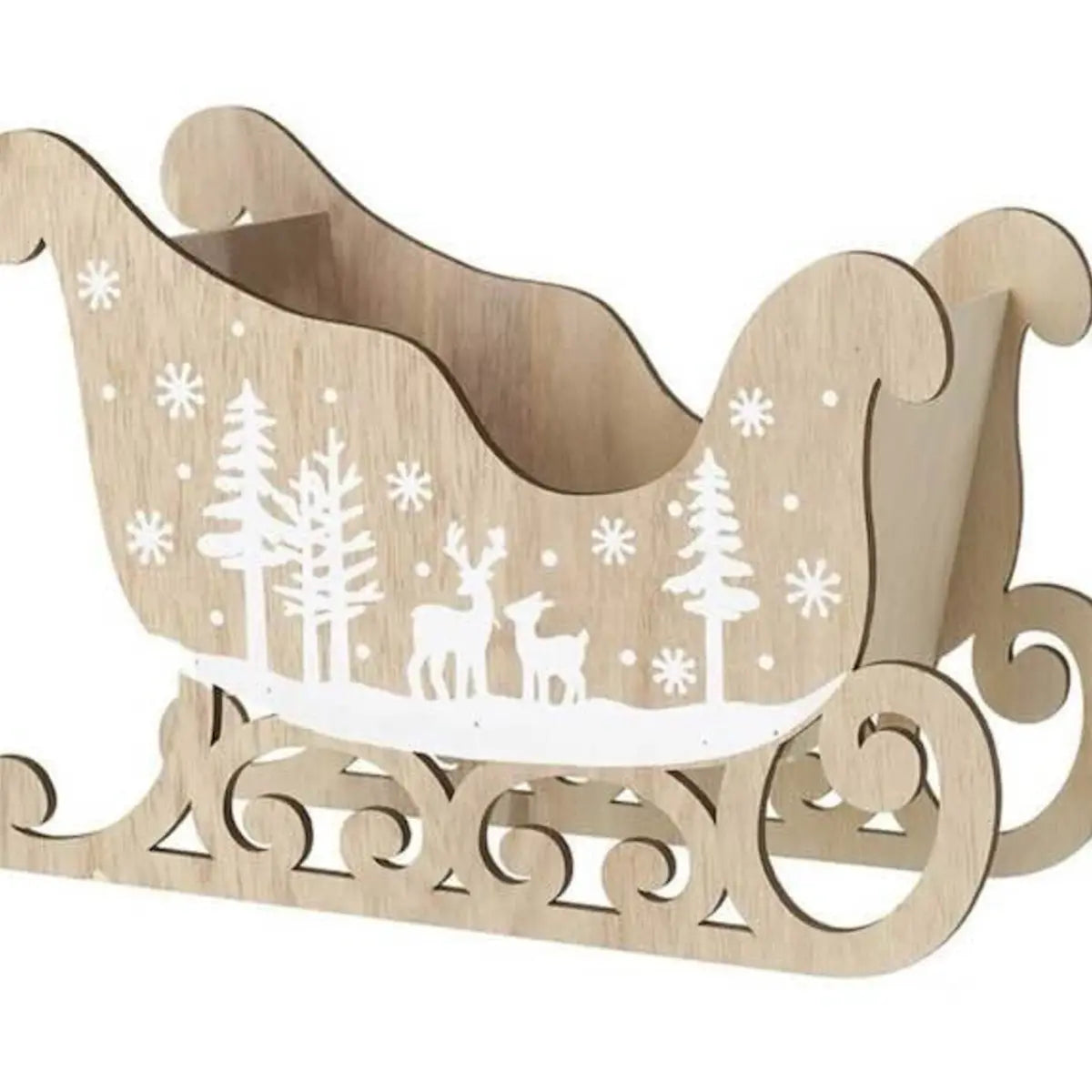 Beige Wooden Decorated Sleigh, alternate product detail