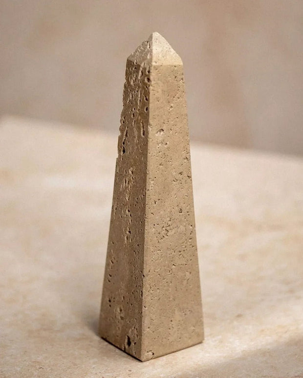 Travertine Obelisk Stone Statue - Home DecorHome Decor - Lulu Loves Home