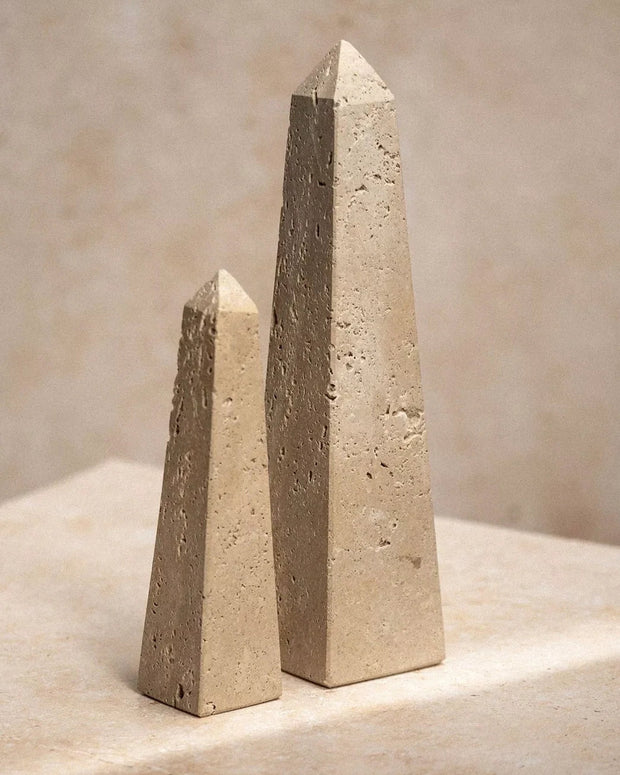Travertine Obelisk Stone Statue - Home DecorHome Decor - Lulu Loves Home