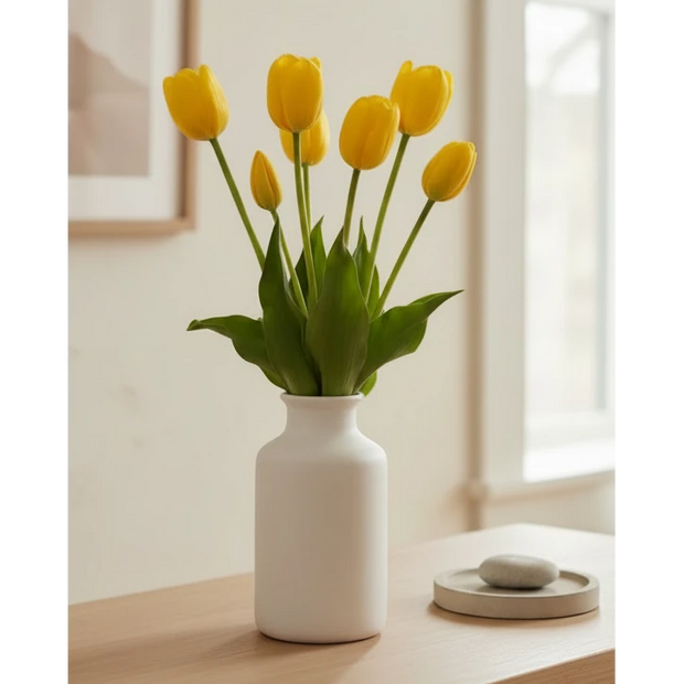 Bunch of five yellow artificial tulip stems from Starlight Express, perfect for spring floral arrangements.