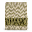 Tweedie green brushed herringbone throw folded with fringe on a white background