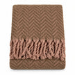 Tweedie mocha brushed herringbone throw folded with fringe on a white background