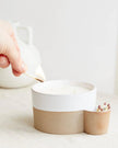 Two Toned Ceramic Candle with Match Pot Holder - Lulu Loves Home
