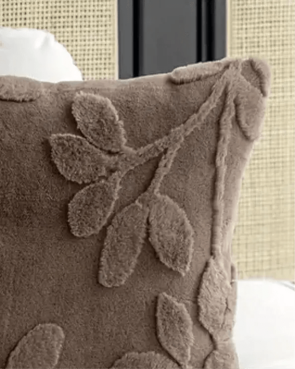 Velvet Brown Cushion Cover With Small Leaf Print - Seasonal Decor - EasterSeasonal Decor - Easter - Lulu Loves Home