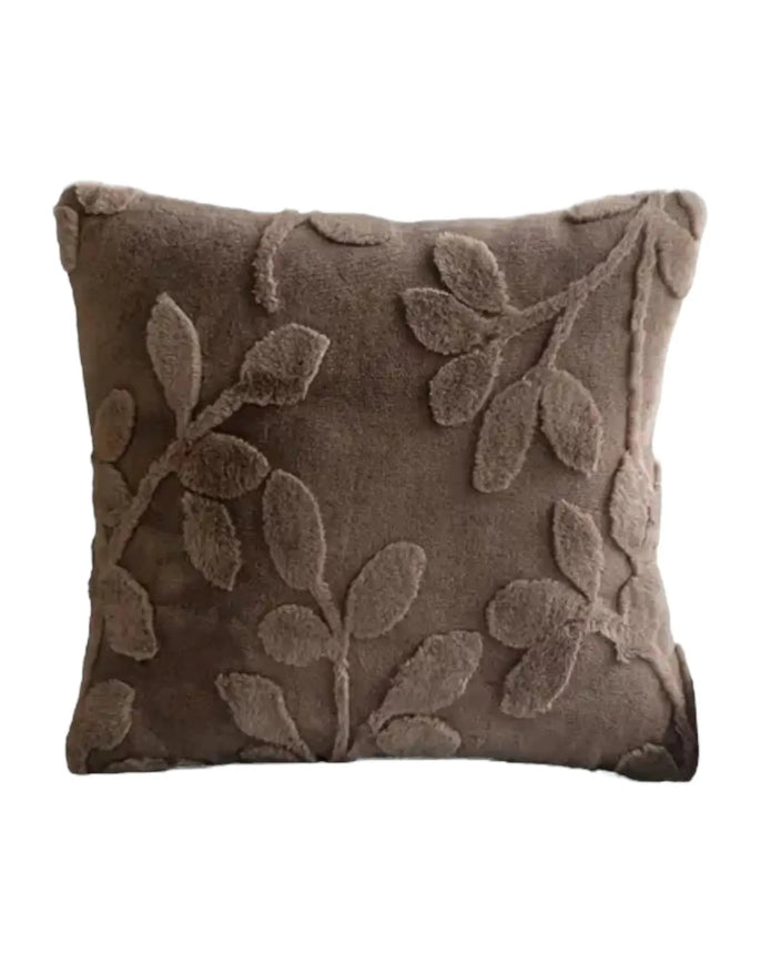 Velvet Brown Cushion Cover With Small Leaf Print - Seasonal Decor - EasterSeasonal Decor - Easter - Lulu Loves Home