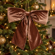 Widdop & Co chocolate brown velvet Christmas bow decoration
