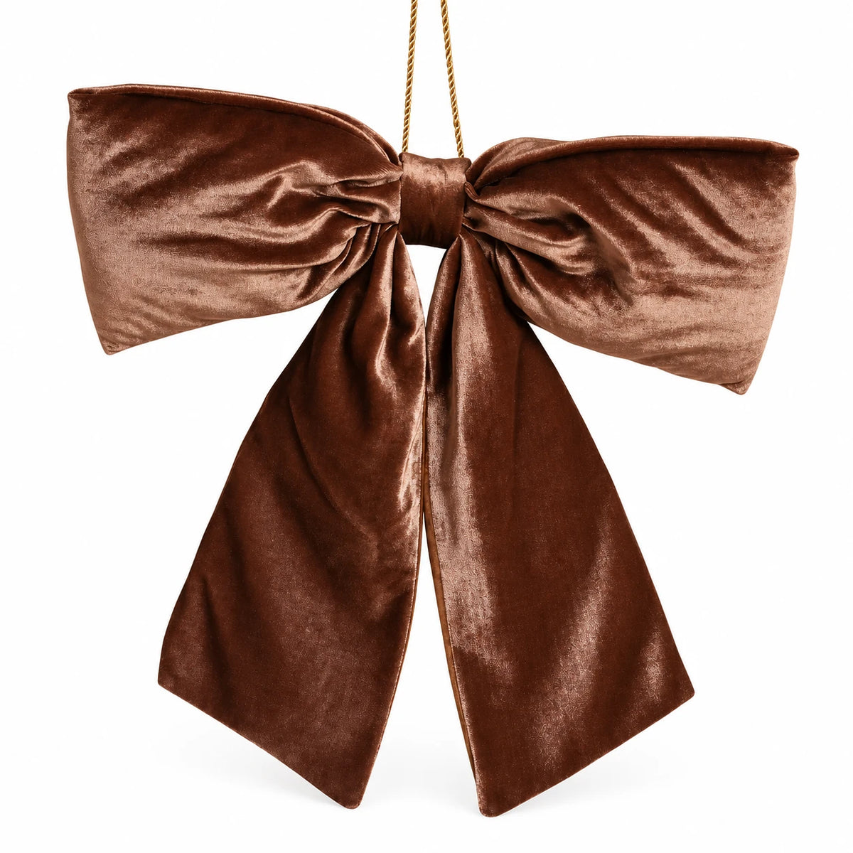 Widdop & Co Christmas velvet chocolate brown bow on a white studio background
