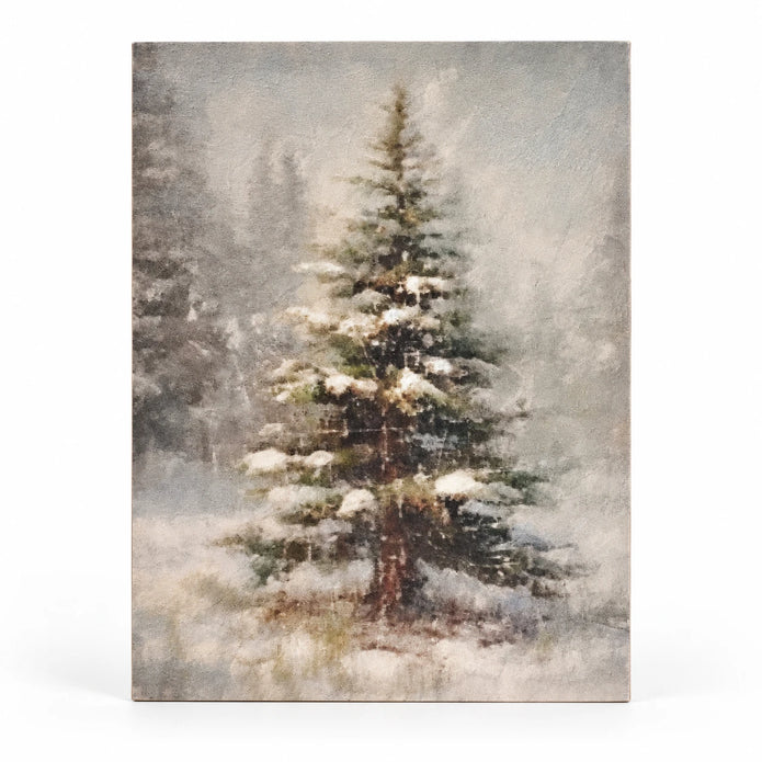 Vintage Christmas Tree canvas board shown unframed against a white studio background