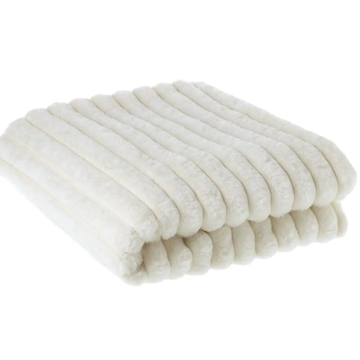 Ivory White Faux Fur Fluffy Throw Blanket, close-up product detail