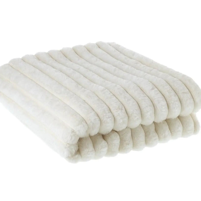 Ivory White Faux Fur Fluffy Throw Blanket, alternate product detail