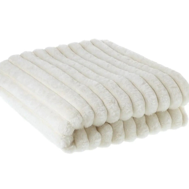 Ivory White Faux Fur Fluffy Throw Blanket, alternate product detail