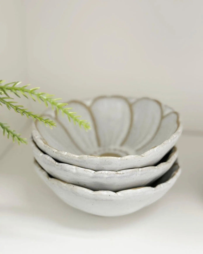 White And Neutral Ceramic Flower Bowl - Home DecorHome Decor - Lulu Loves Home