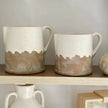White and terracotta rustic ceramic handled jug vase by Gainsborough Giftware, featuring a textured finish and classic design.