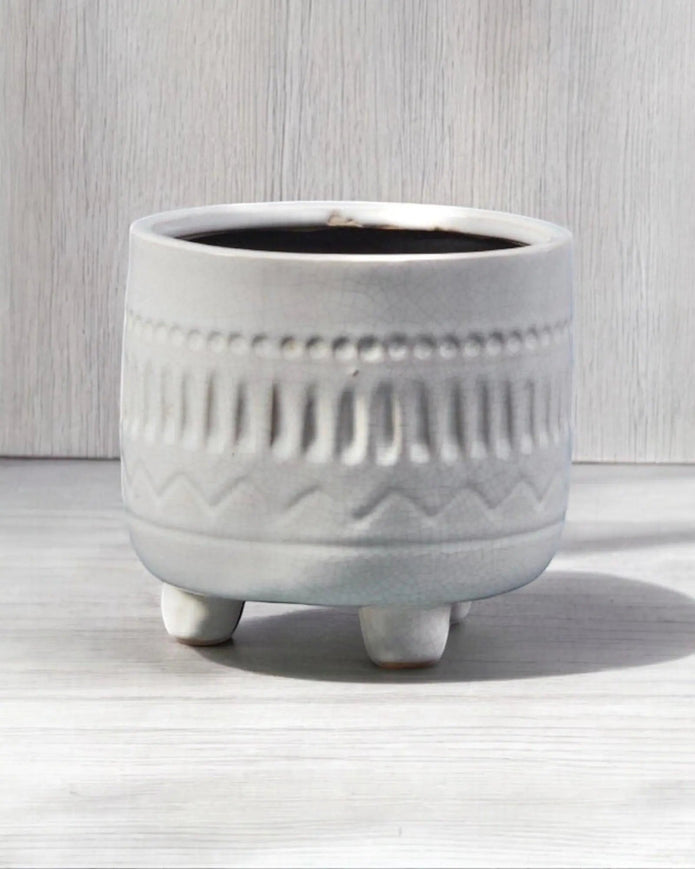 White Aztec Ceramic Plant Pot - Home DecorHome Decor - Lulu Loves Home