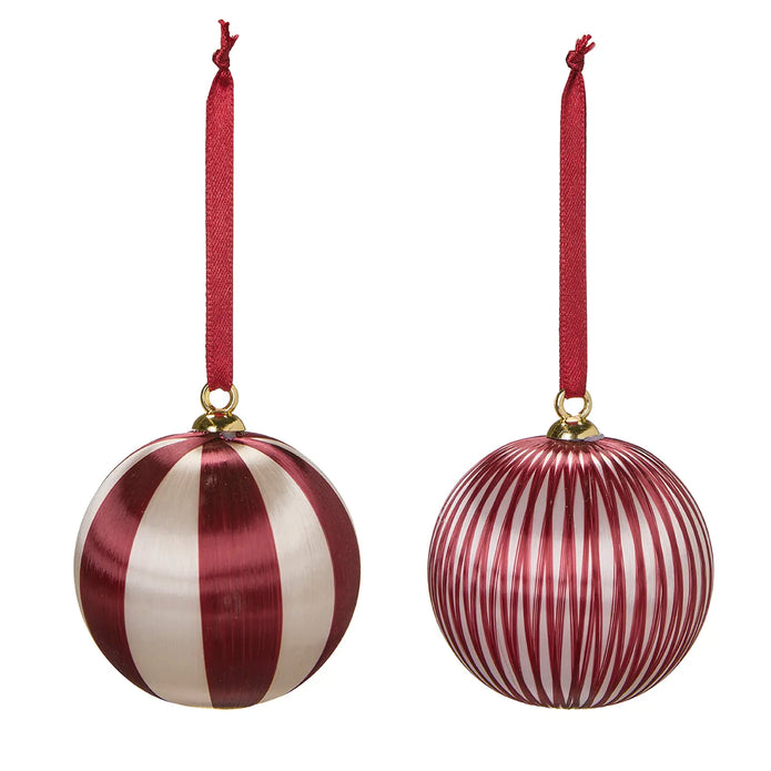 White & Burgundy Christmas Hanging Baubles