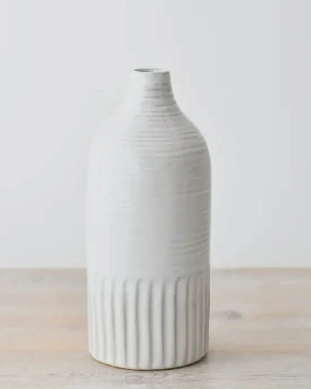 White Ceramic Bottle Soma Vase - VasesVases - Lulu Loves Home
