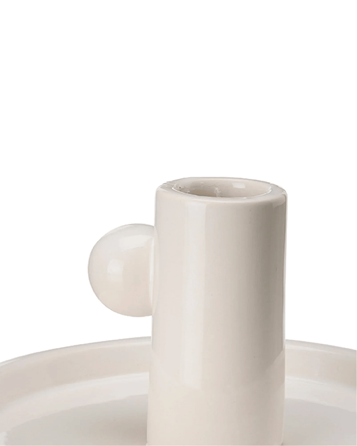White Ceramic Candlestick Holder - Home DecorHome Decor - Lulu Loves Home