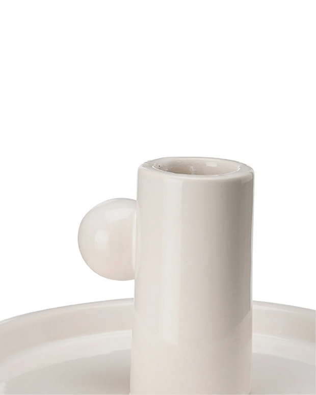 White Ceramic Candlestick Holder - Home DecorHome Decor - Lulu Loves Home
