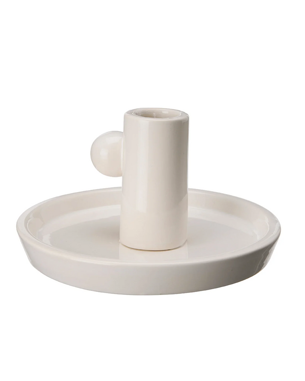 White Ceramic Candlestick Holder - Home DecorHome Decor - Lulu Loves Home