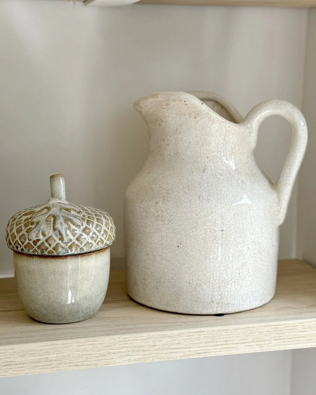 White Ceramic Churn Squat Jug Vase - VasesVases - Lulu Loves Home