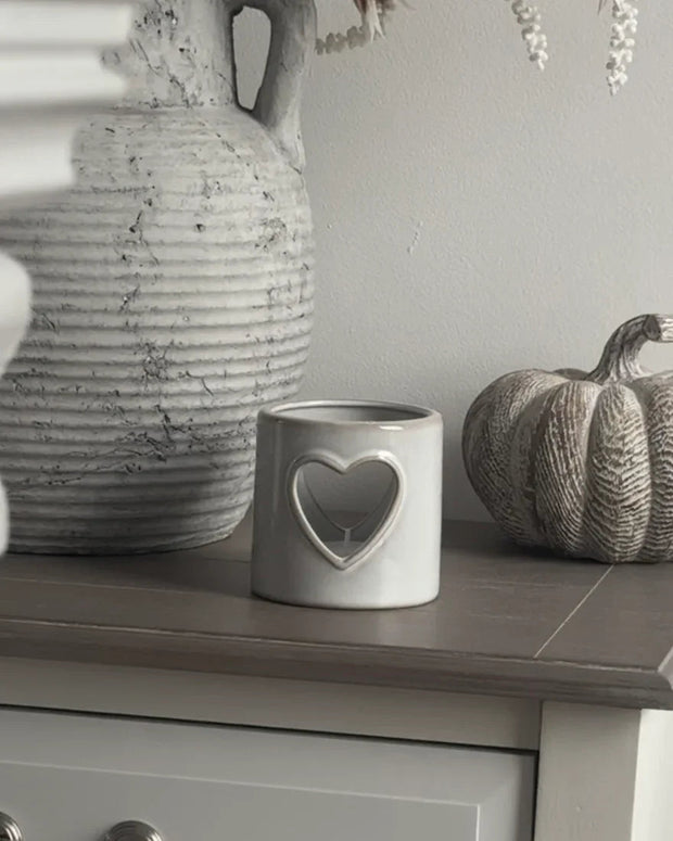 White Ceramic Heart Cut - Out Tealight Holder - Home DecorHome Decor - Lulu Loves Home