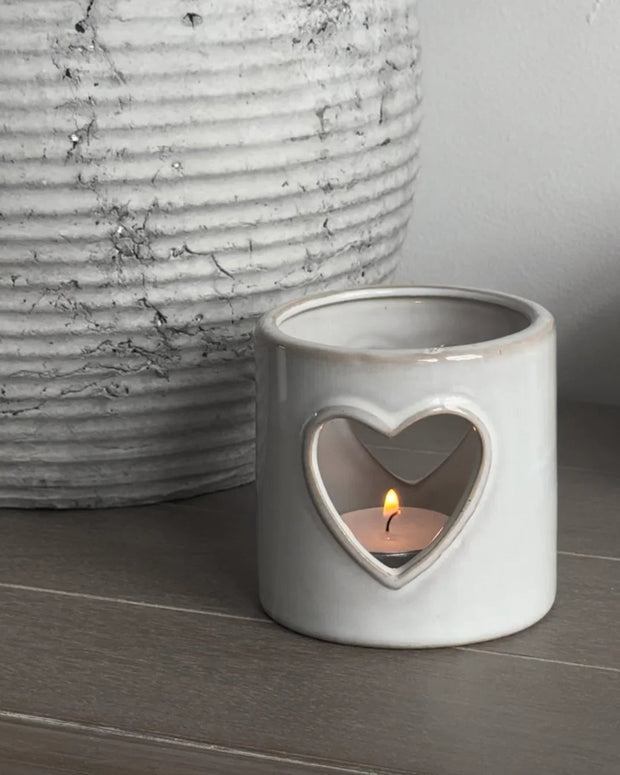 White Ceramic Heart Cut - Out Tealight Holder - Home DecorHome Decor - Lulu Loves Home