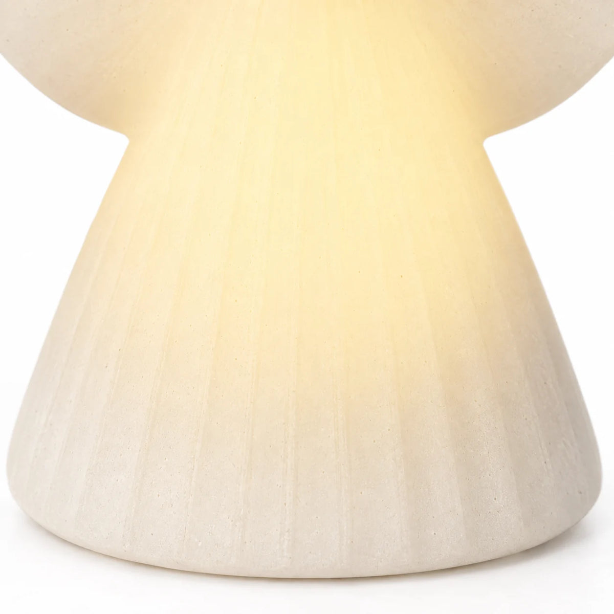 Close-up of subtle vertical ceramic texture on gown on White Ceramic LED Light Up Angel.