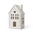 White ceramic Christmas house with heart-shaped window and LED light by Gainsborough Giftware x Portland Living