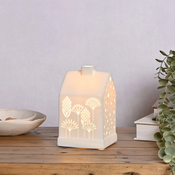 White Ceramic Loire Floral House Lamp - LightingLighting - Lulu Loves Home