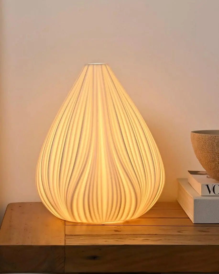 White Ceramic Loire Lotus Flower Table Lamp - LightingLighting - Lulu Loves Home