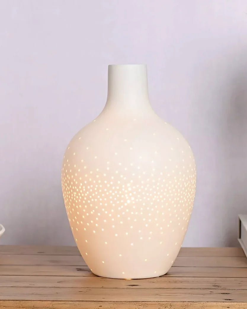 White Ceramic Loire Ribbed Bottle Table Lamp - LightingLighting - Lulu Loves Home