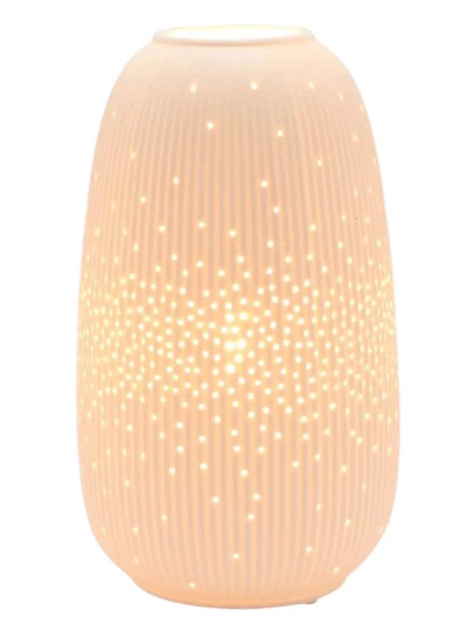 White Ceramic Loire Ribbed Straight Table Lamp - LightingLighting - Lulu Loves Home