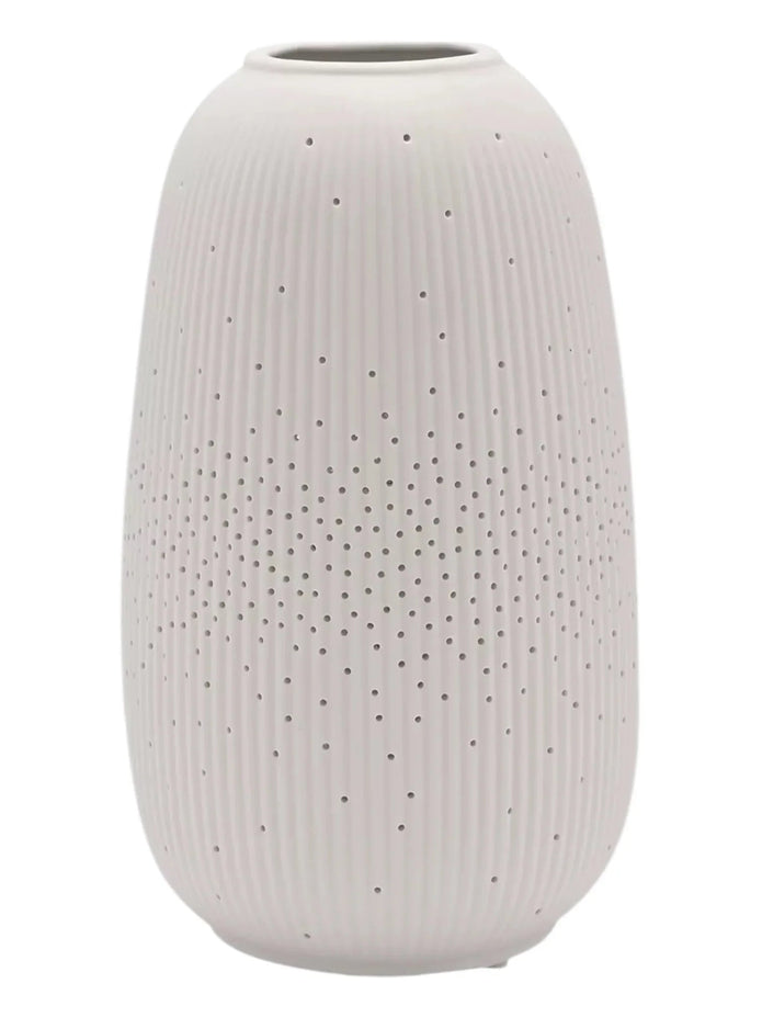 White Ceramic Loire Ribbed Straight Table Lamp - LightingLighting - Lulu Loves Home